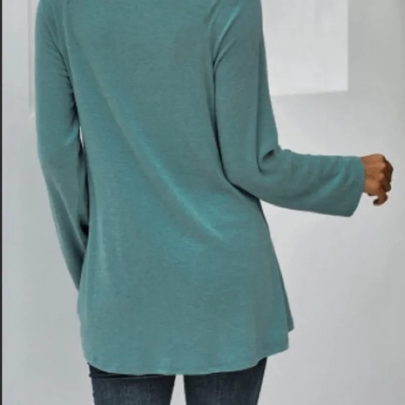 ⛪️Teal 📿Long Sleeve Faith Shirt 🕍Loose Fitting 🕌Boutique 🕋New⛩ - Picture 2 of 5